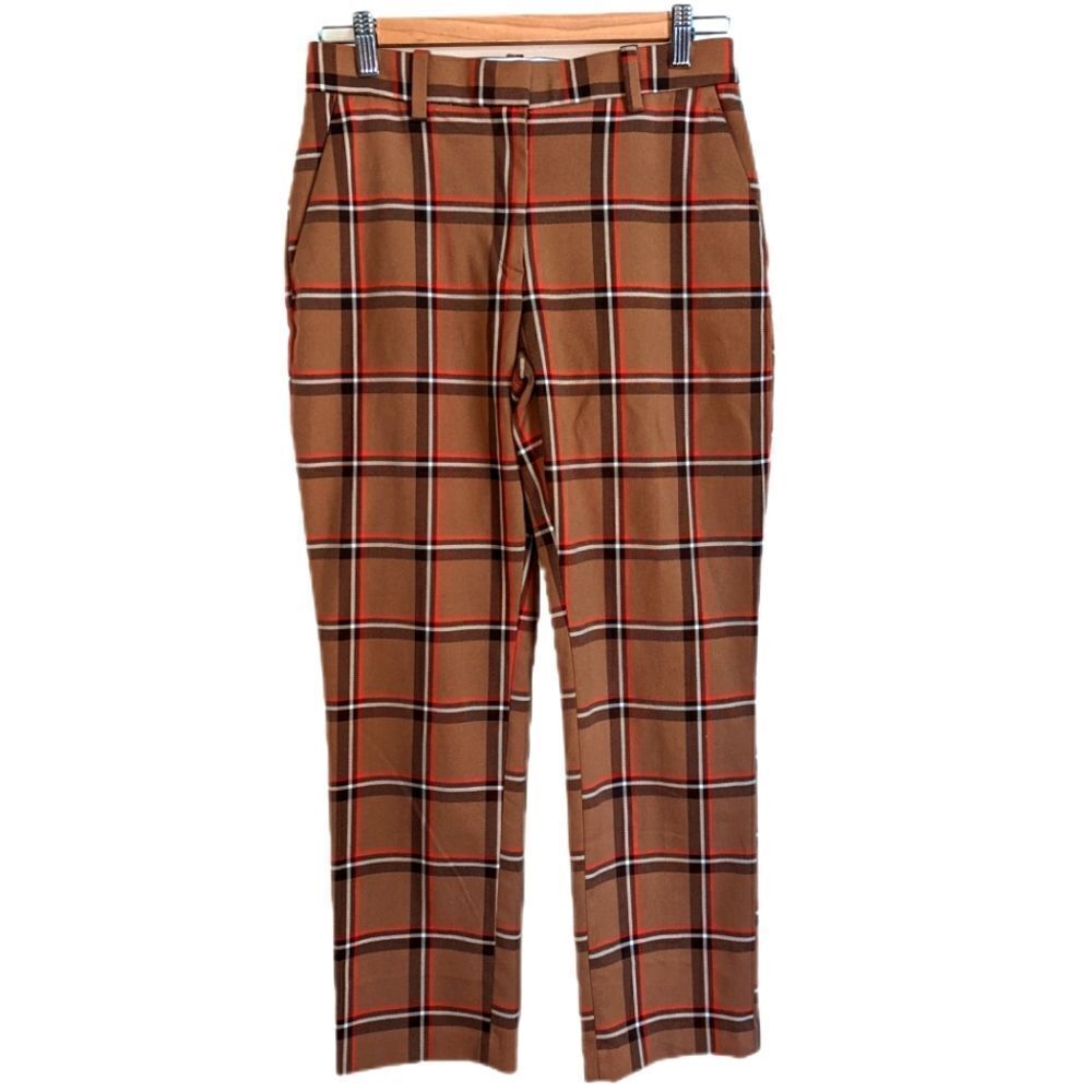 H&M Beige Neutrals Plaid Stretchy Casual Trouser Pants Size 6